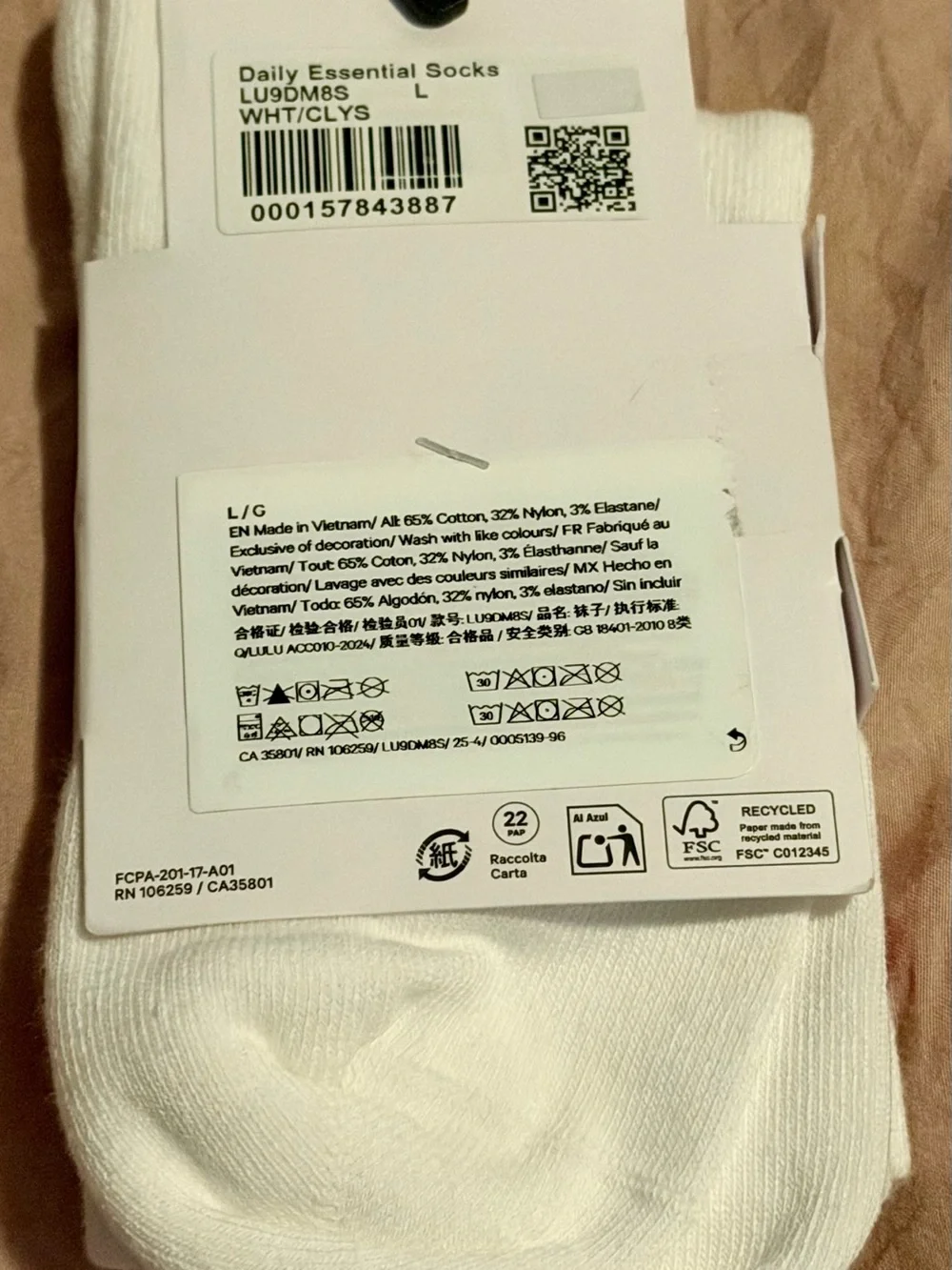 lululemon athletica White Quarter Socks with Red Stripes